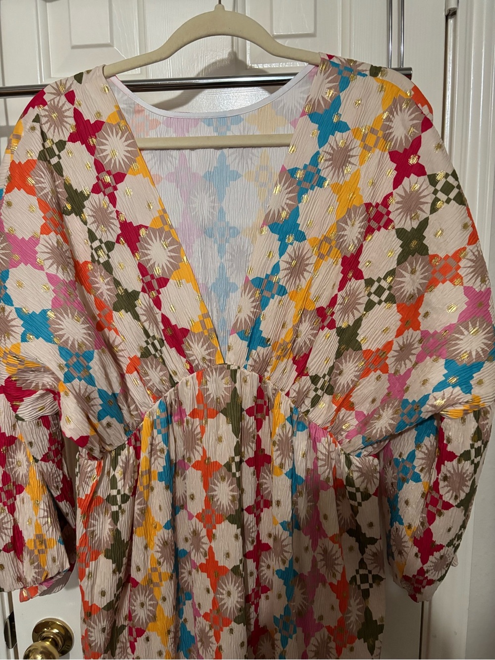 Commense Cream Multi-Color Patterned Maxi Dress - Picture 2 of 4